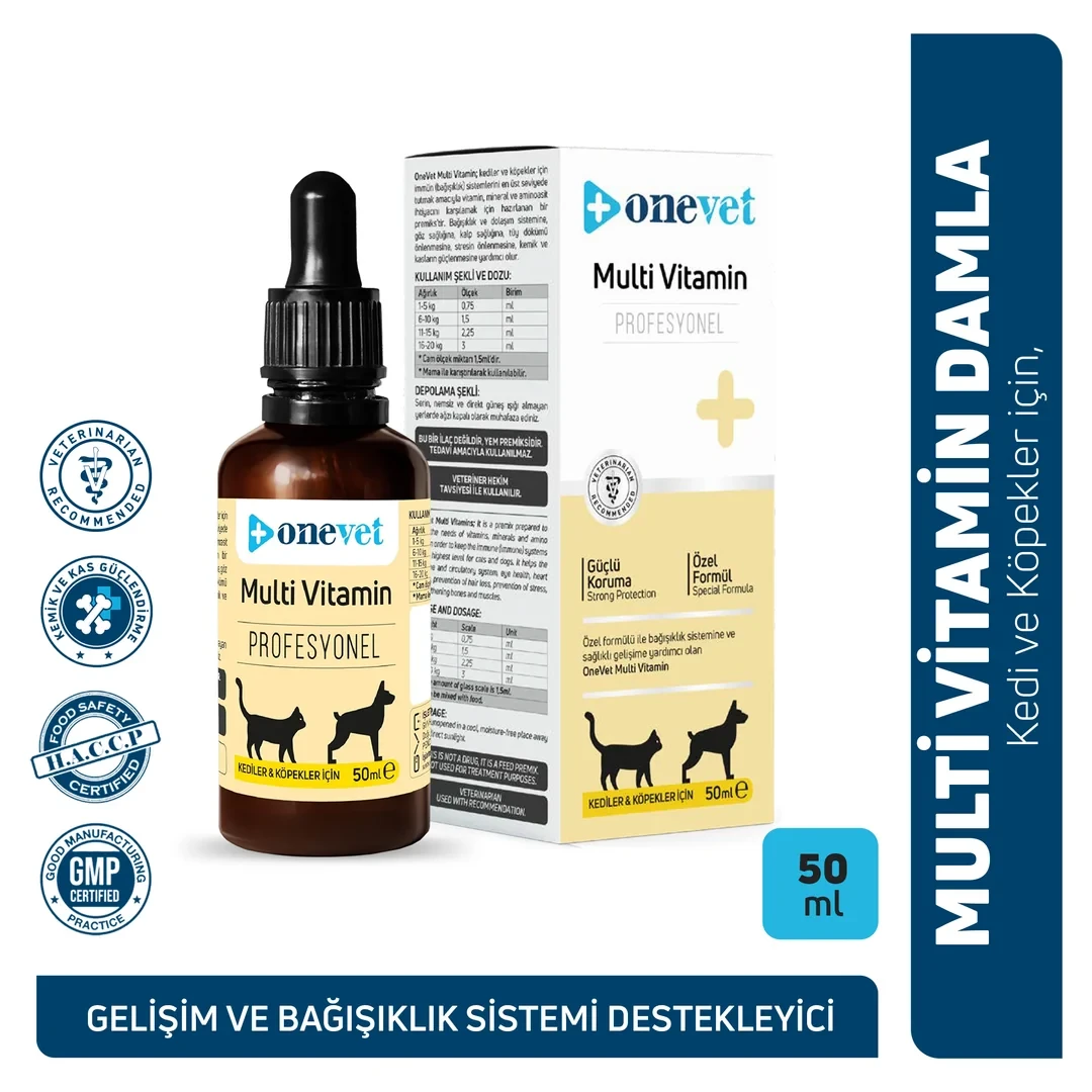 OneVet Multi Vitamin Kedi ve Köpekler İçin Gelişim ve Bağışıklık Destekleyici Damla